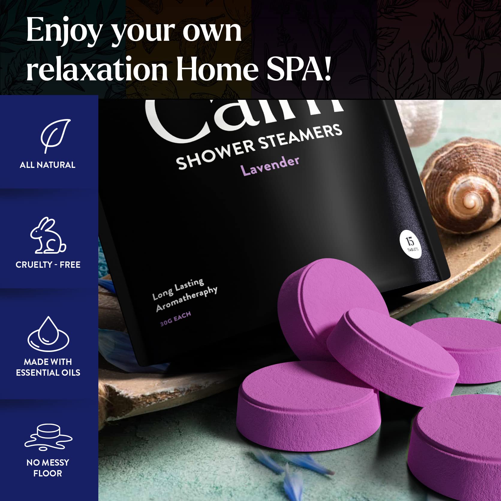 Miracle Made tablettes douche lavande relaxation, expérience aromatique idéale pour le soir.