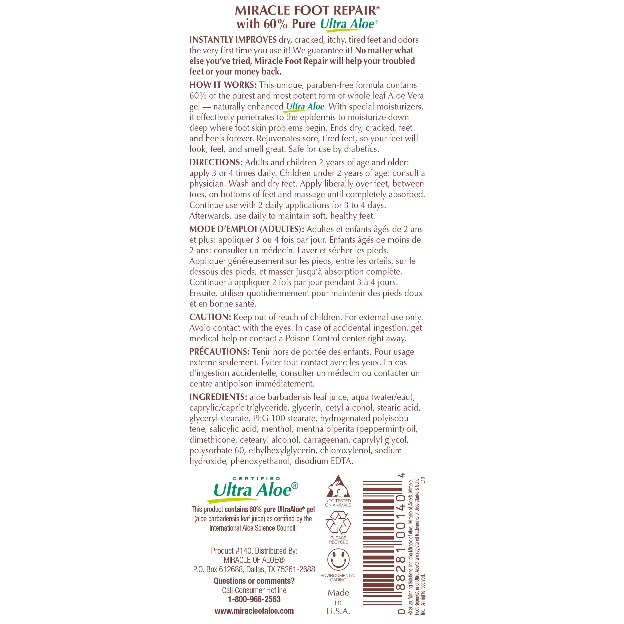 Application main Miracle of Aloe Crème Main hydratante rapide