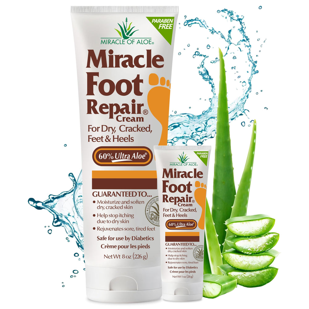 Miracle of Aloe – emballage 8oz, hydrate en profondeur les pieds secs.