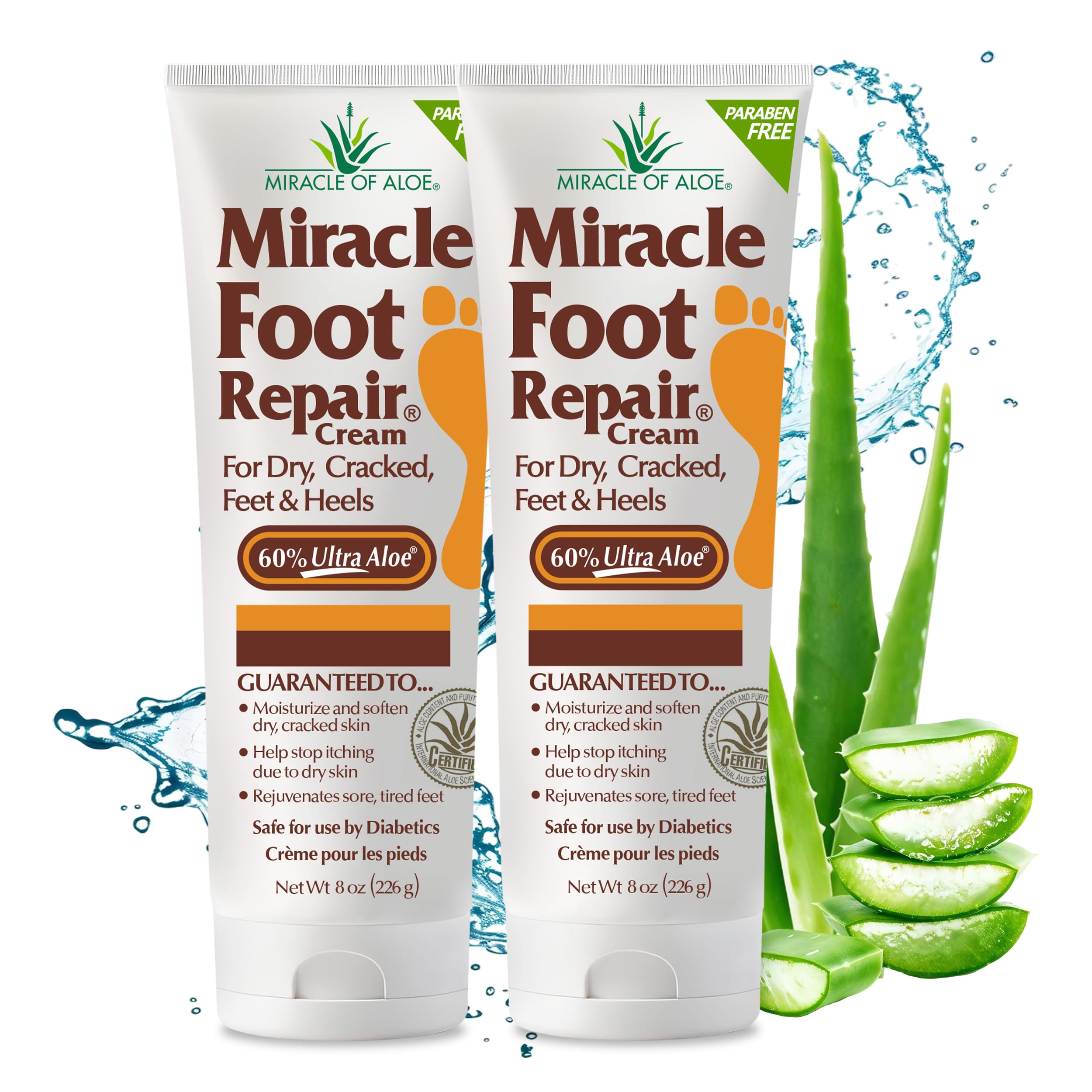 Miracle of Aloe Crème réparatrice pieds – vue ensemble du lot de deux.