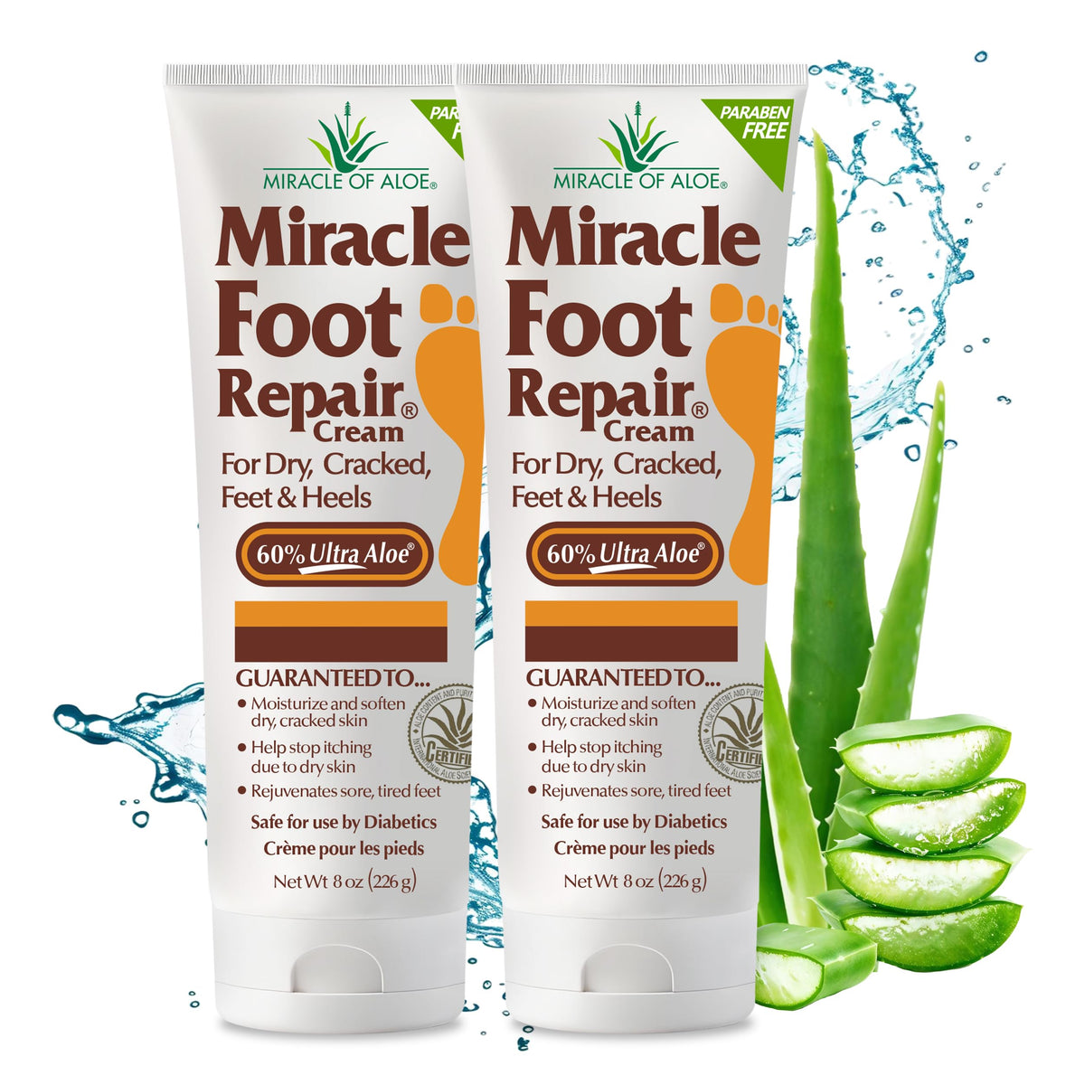 Miracle of Aloe Crème réparatrice pieds – vue ensemble du lot de deux.