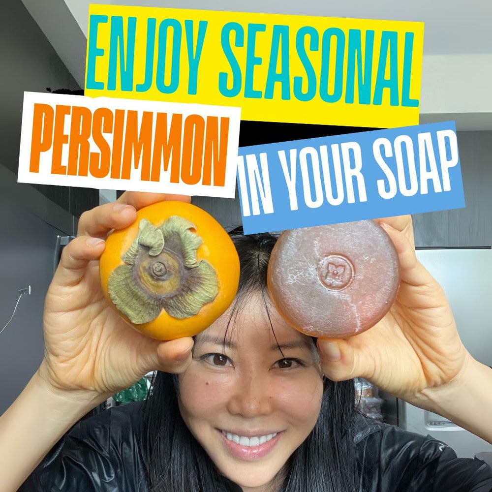 Utilisation quotidienne sous la douche avec le savon Mirai Persimmon.