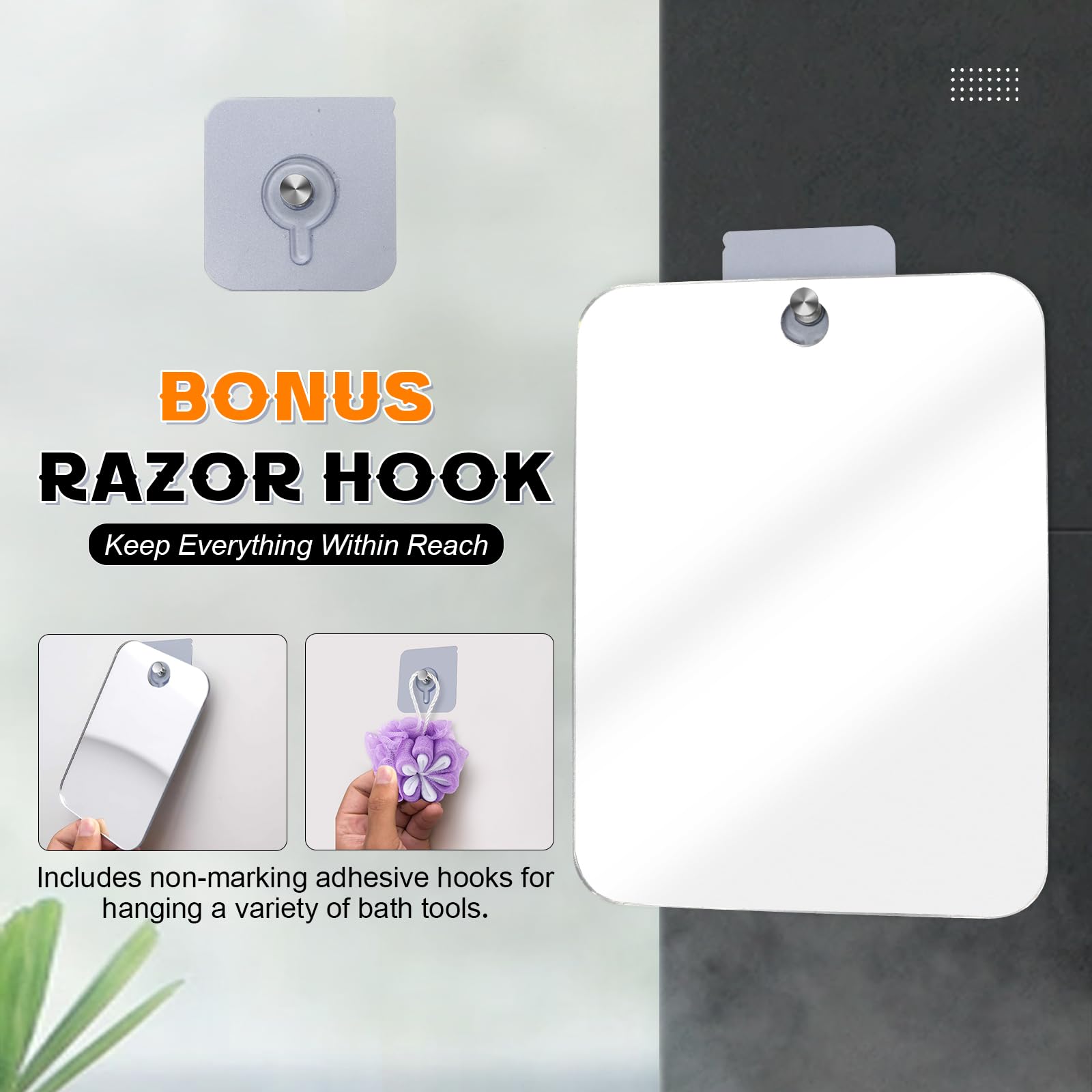 Miroir de douche anti-brouillard parfait pour voyages et hotels