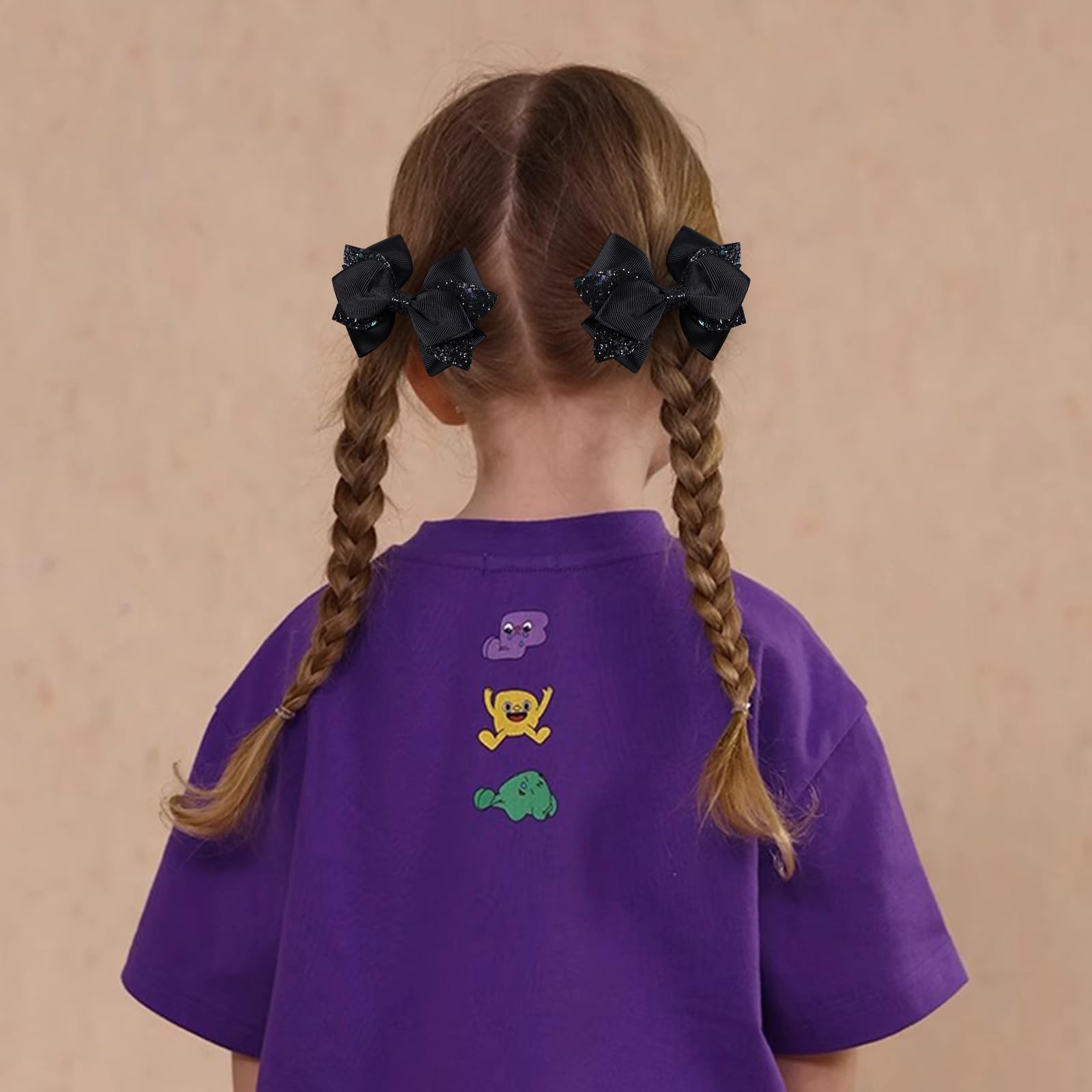 Barrette Miroksh ruban noir étincelant, maintien sûr toute la journée.