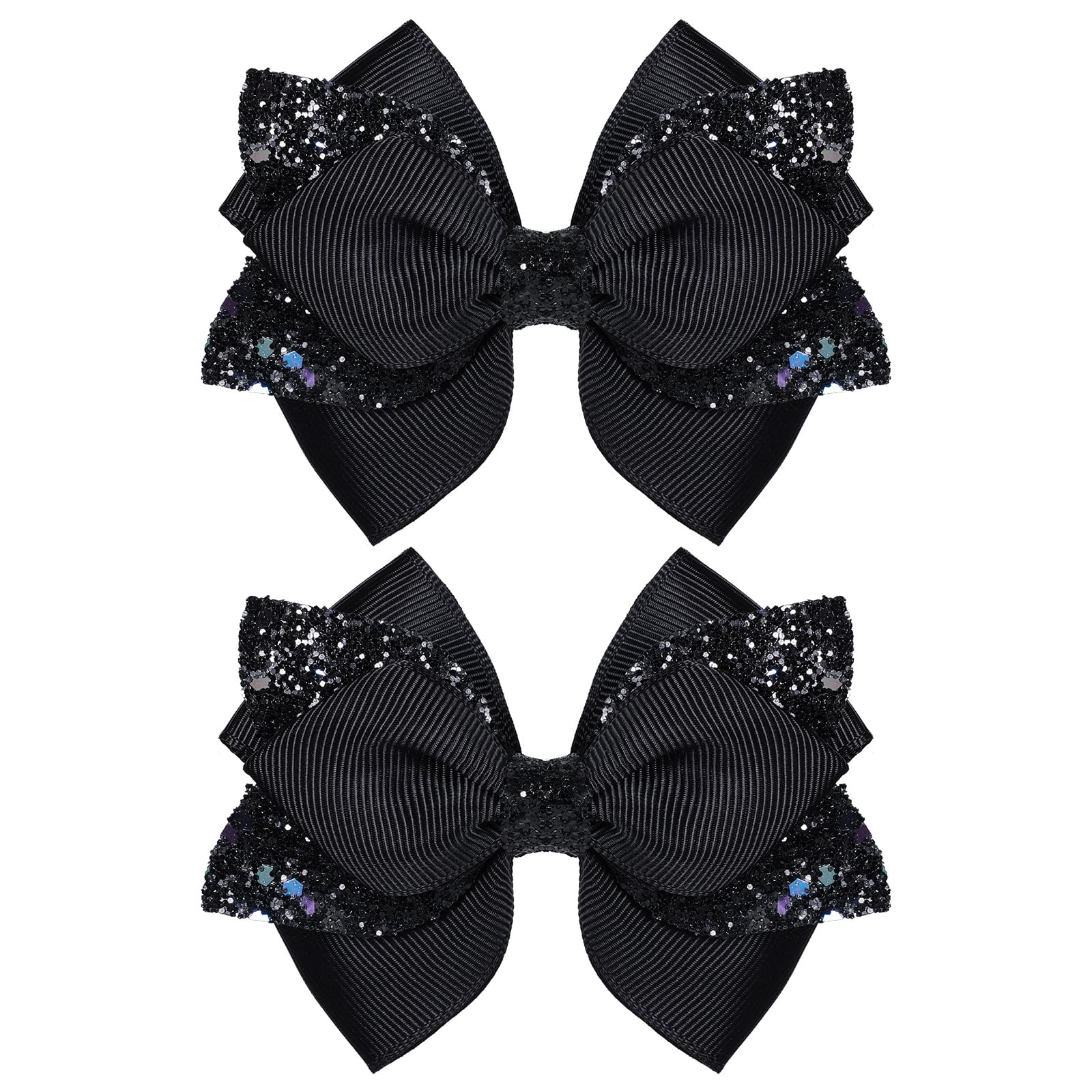Barrette Miroksh ruban noir paillettes, idéale pour une coiffure festive.