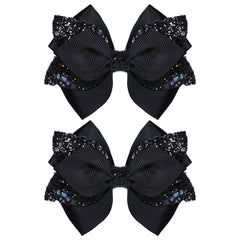 Barrette Miroksh ruban noir paillettes, idéale pour une coiffure festive.