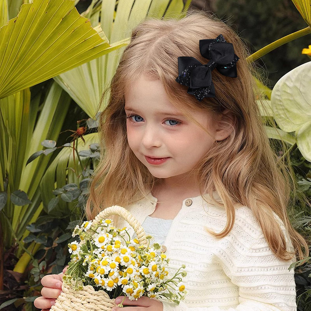 Barrette Miroksh ruban noir satin é 4 pouces, accessoire élégant.
