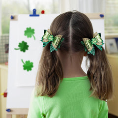 Miroksh barrettes 3,5 pouces, effet glitter doré et vert pour Saint-Patrick.