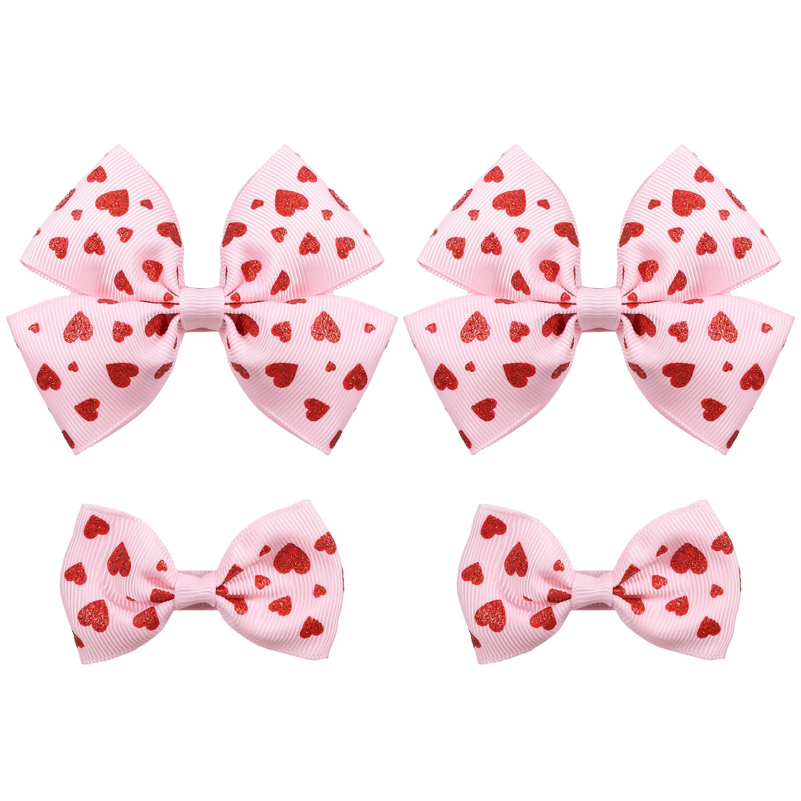 Barrettes Miroksh cœur rouge Saint-Valentin, ensemble 4 pièces, parfaites pour habiller une coiffure festive.