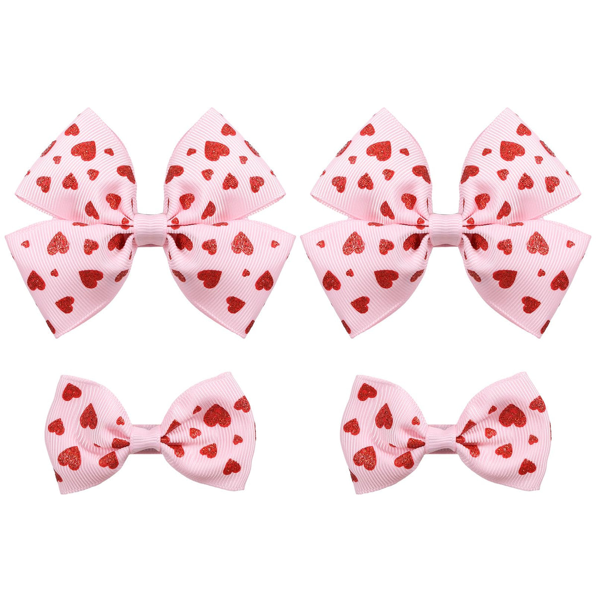 Barrettes Miroksh cœur rouge Saint-Valentin, ensemble 4 pièces, parfaites pour habiller une coiffure festive.