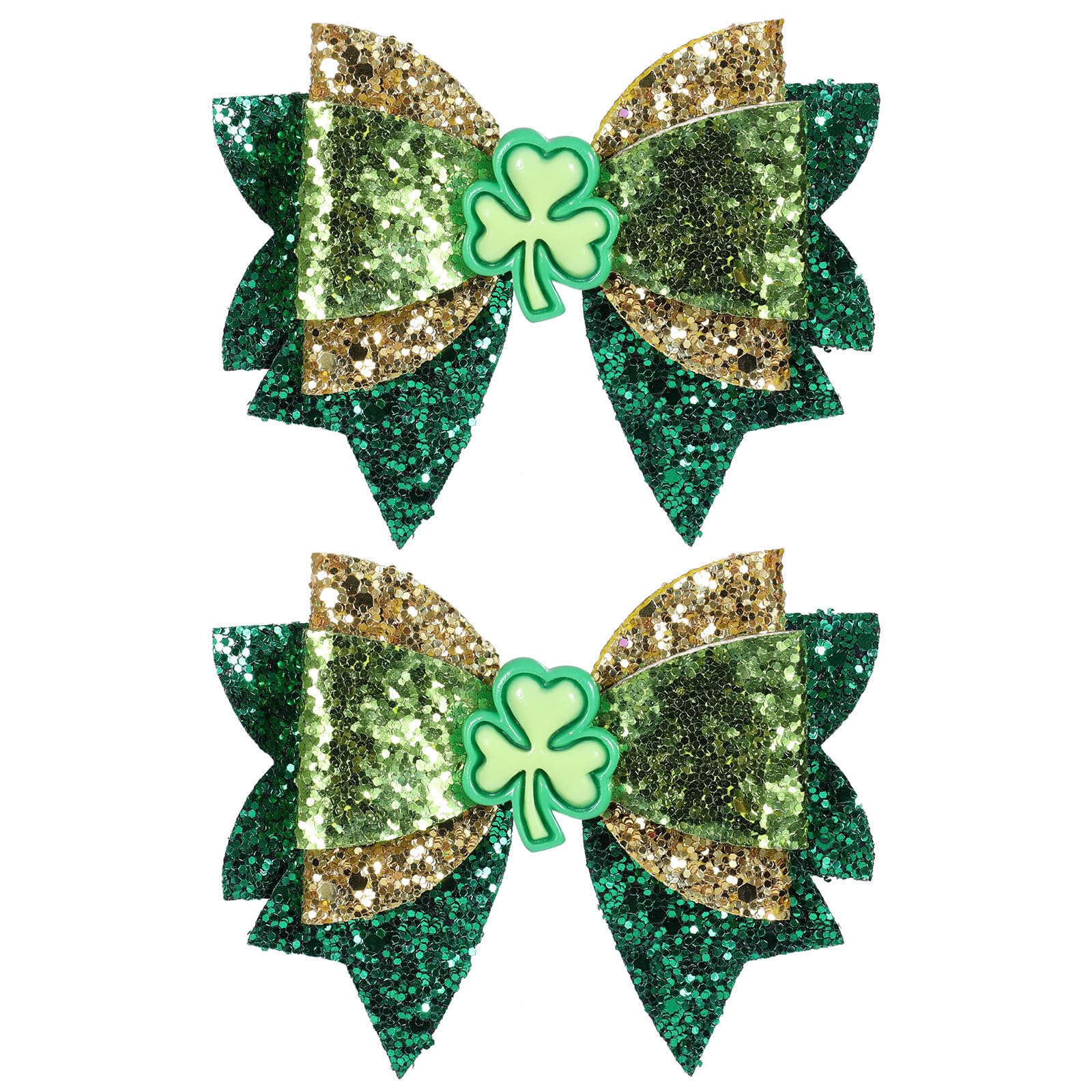 Miroksh barrettes Saint-Patrick scintillantes dorées et vertes, fixation sûre pour cheveux.
