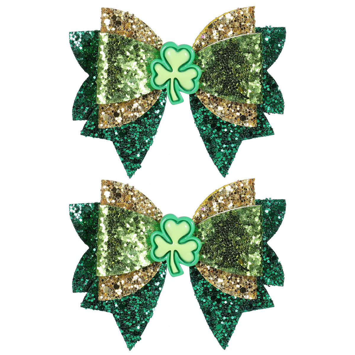 Miroksh barrettes Saint-Patrick scintillantes dorées et vertes, fixation sûre pour cheveux.