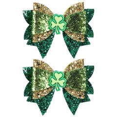 Miroksh barrettes Saint-Patrick scintillantes dorées et vertes, fixation sûre pour cheveux.