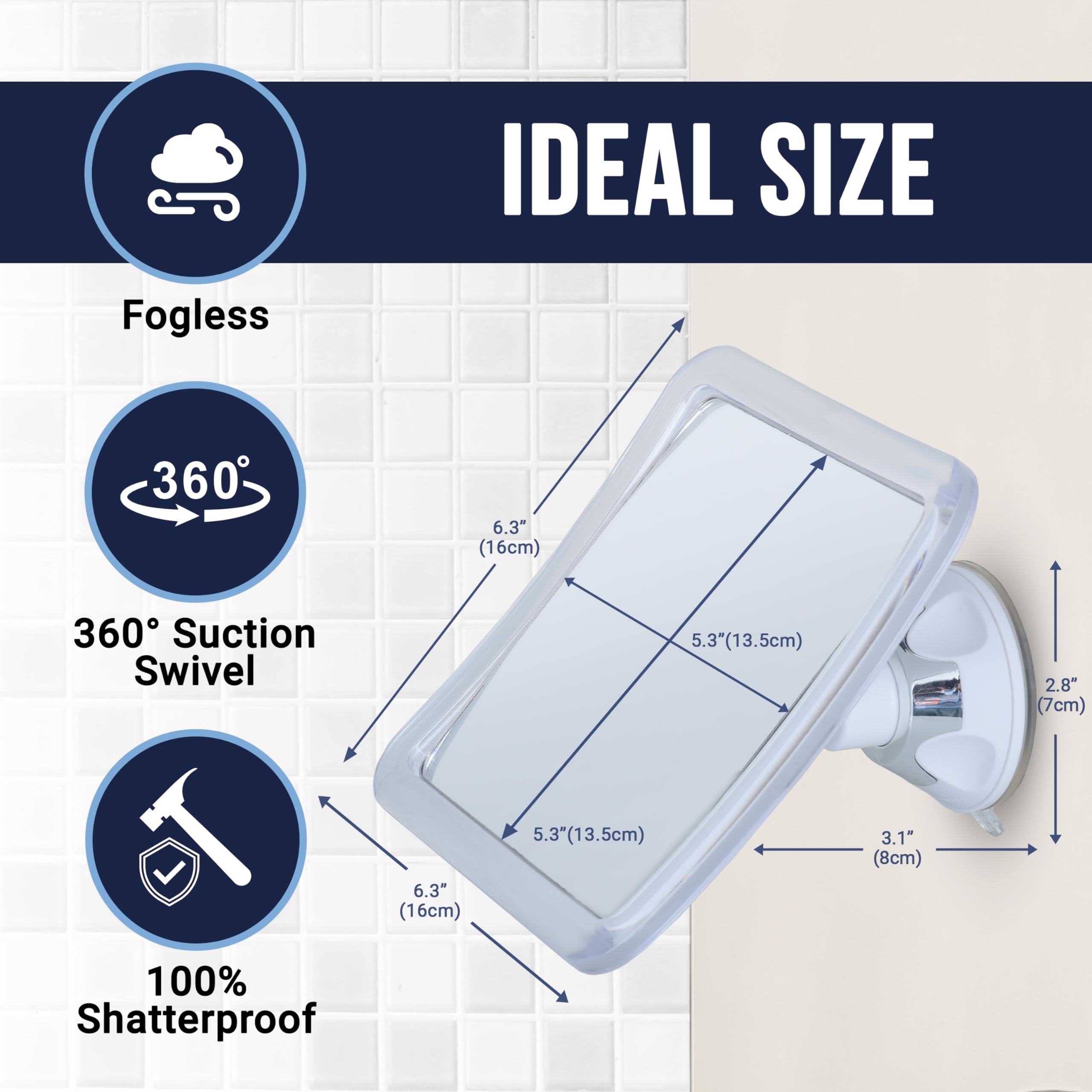MIRRORVANA installation rapide sur surfaces lisses sans outils.