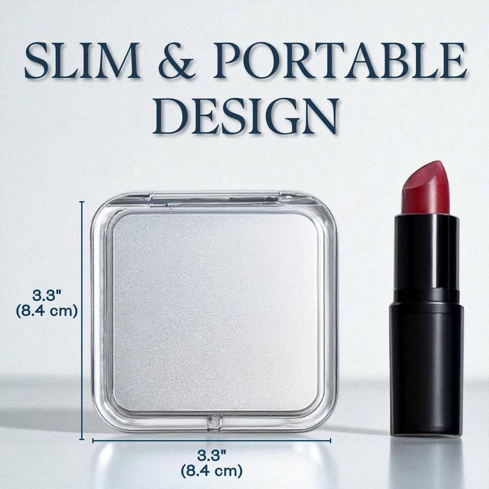 MIRRORVANA miroir pliant ouvert, pratique pour sac à main et retouches.
