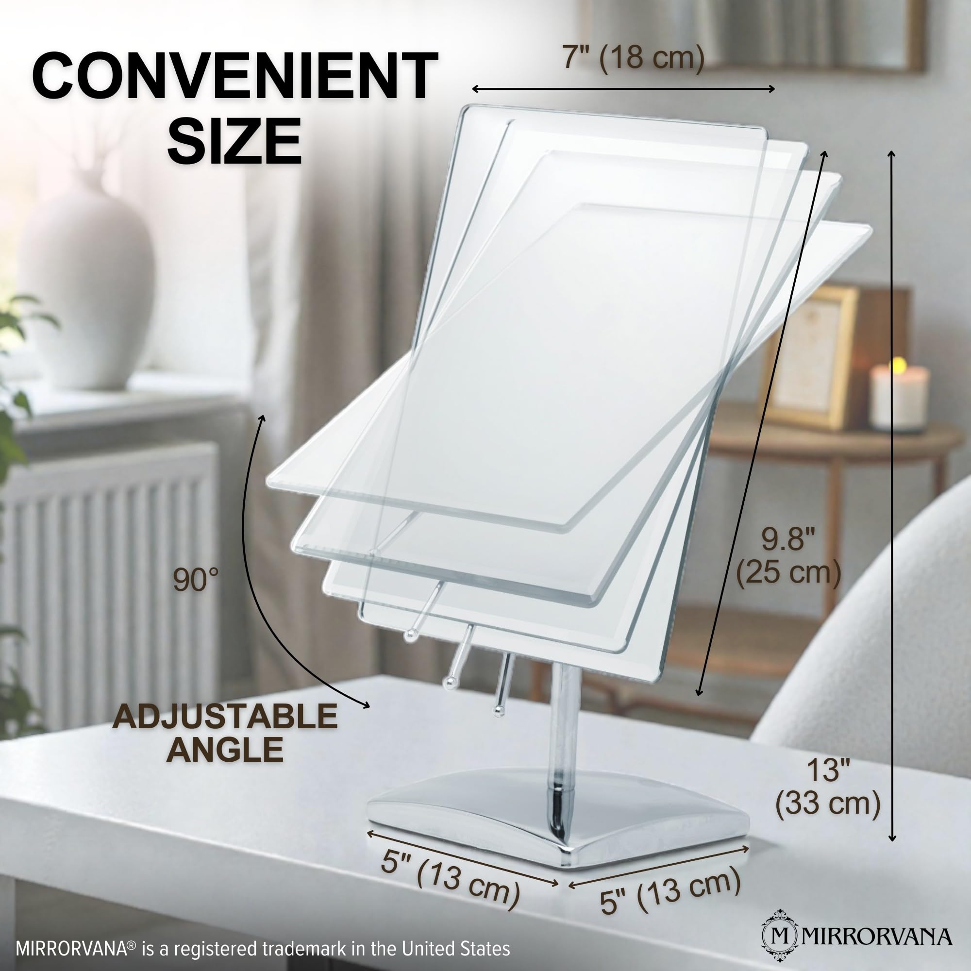 MIRRORVANA miroir-vanite-rectangulaire au design élégant pour vanity.