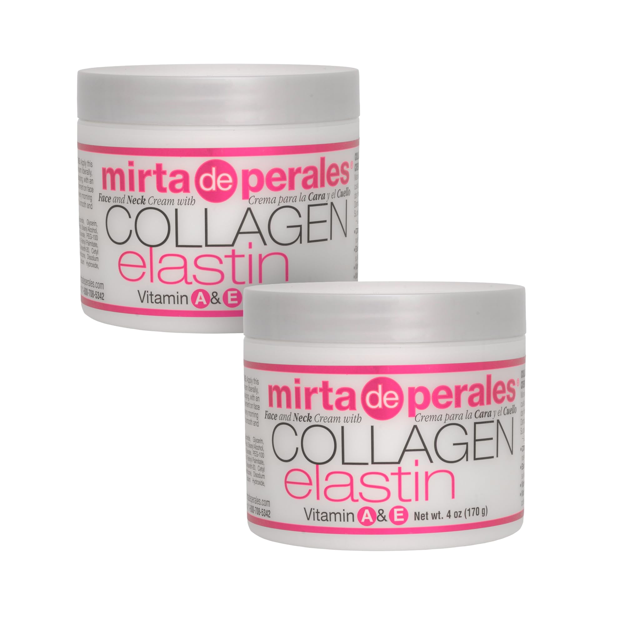 Mirta De Perales Crème Collagène Élastine – lot de 2 visages et cou hydratation et fermeté.