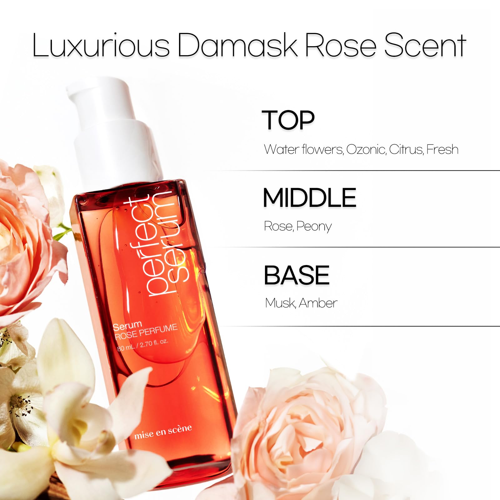 Sans alcool, Mise En Scene Perfect Rose Serum, formule légère et adaptée