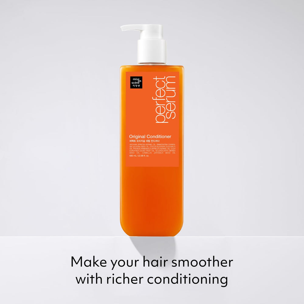 Close-up label of Mise En Scene Perfect Serum Original Conditioner.