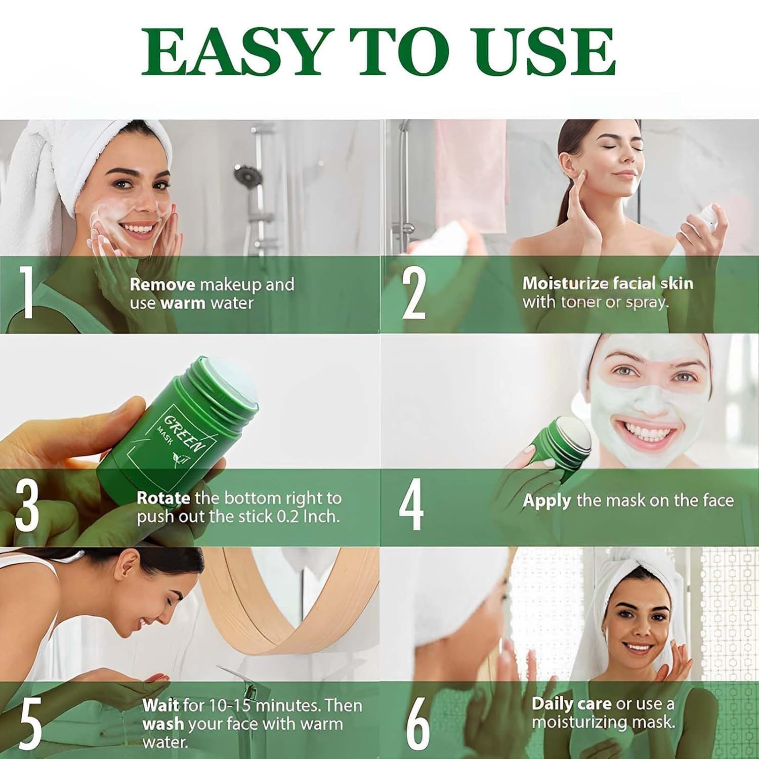 Patch test reminder before first use of the MISEDI Green Tea Mask Stick