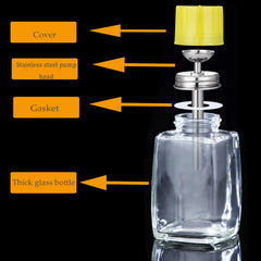 Bouteille Misforu en verre 180 ml, capuchon jaune et capuchon étanche.