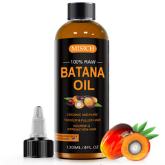 MISICH huile batana pure, bouteille claire, pour cheveux plus forts et sains.