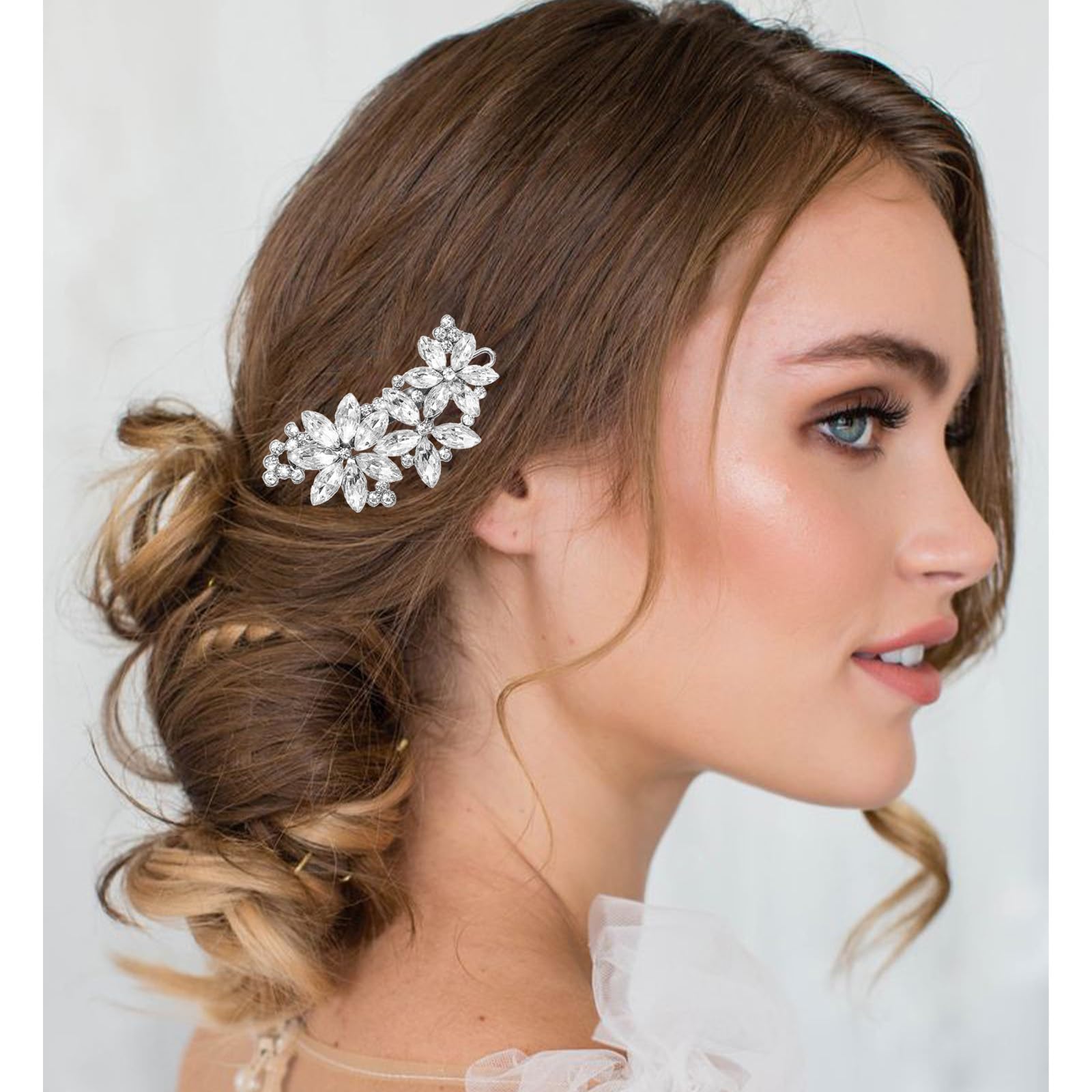 Miskate pinces-cheveux fleurs-feuille strass – style romantique et raffiné.