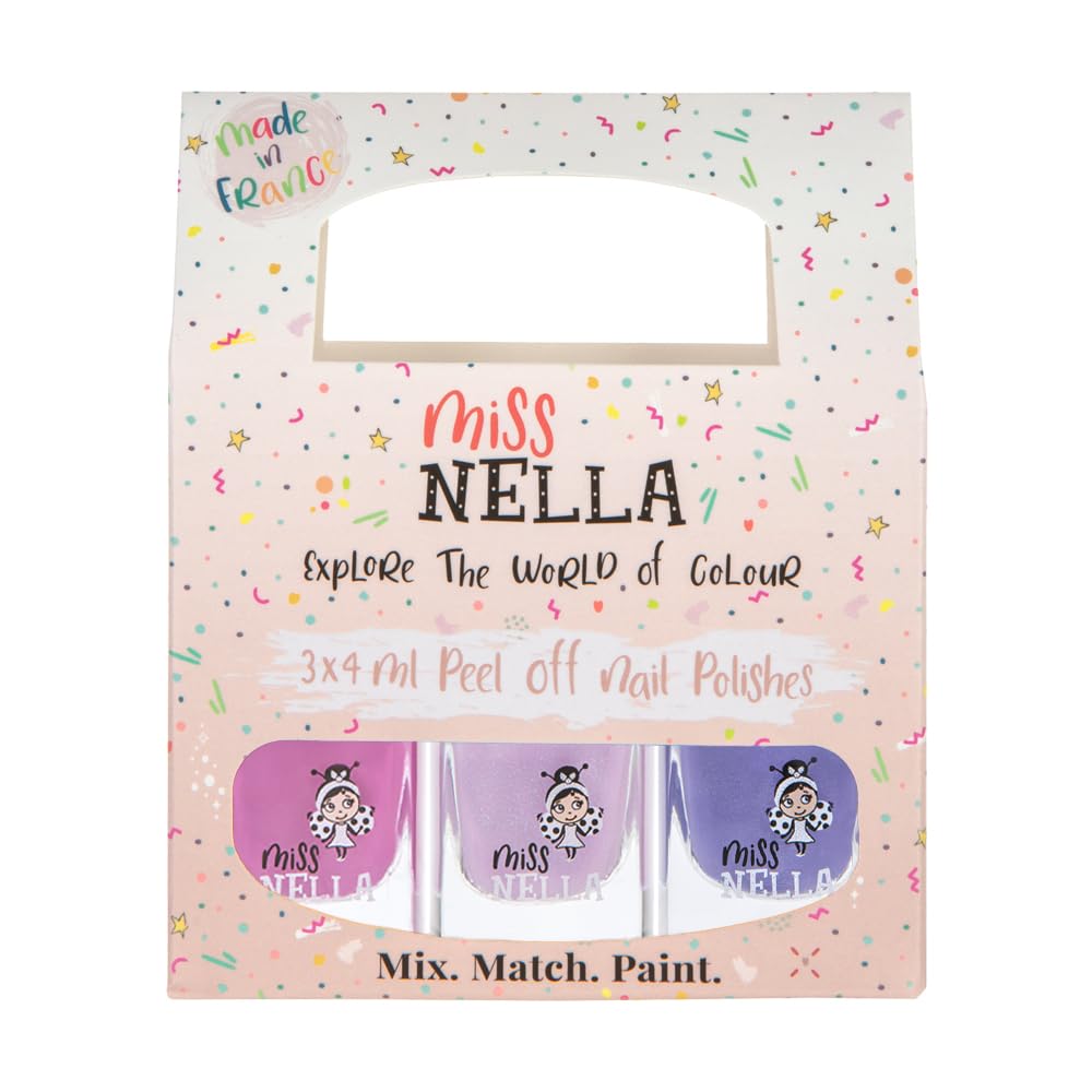 MISS NELLA PURPLE UNICORN coffret triple, vernis sûr pour enfants et couleurs éclatantes.
