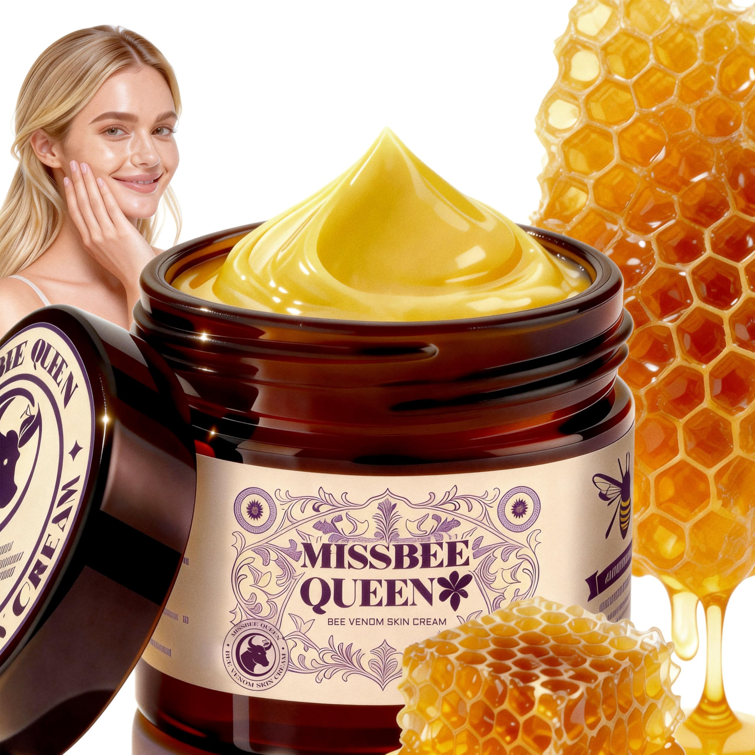 MISSBEE QUEEN Crème Venin d'Abeille: bouteille visage et yeux pour lifting léger.
