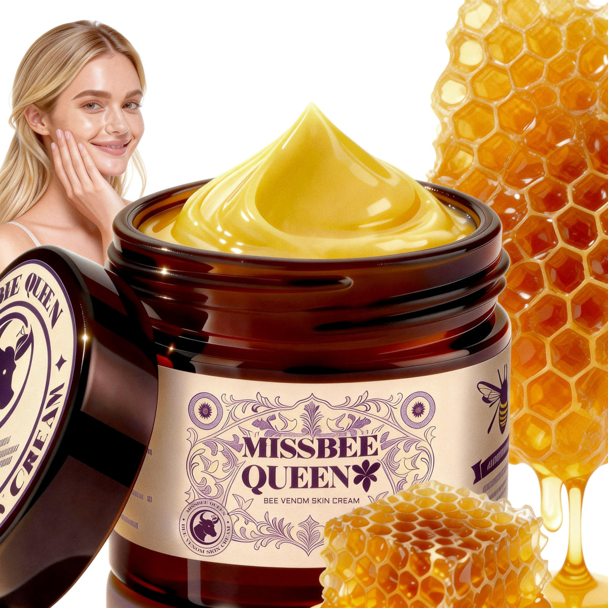 MISSBEE QUEEN Crème Venin d'Abeille: bouteille visage et yeux pour lifting léger.