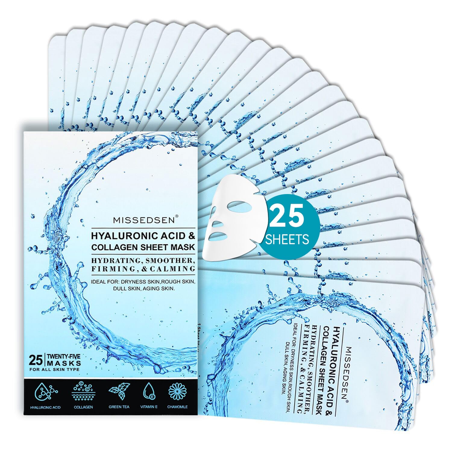 MISSEDSEN masque-visage collagène et acide hyaluronique pour hydratation en profondeur.