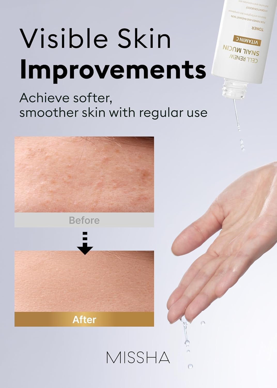 Tonique Missha Cell Renew: geste hydratant pour peau lumineuse.