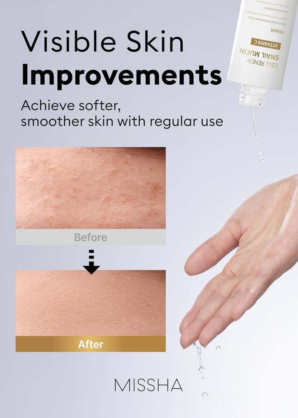 Tonique Missha Cell Renew: geste hydratant pour peau lumineuse.