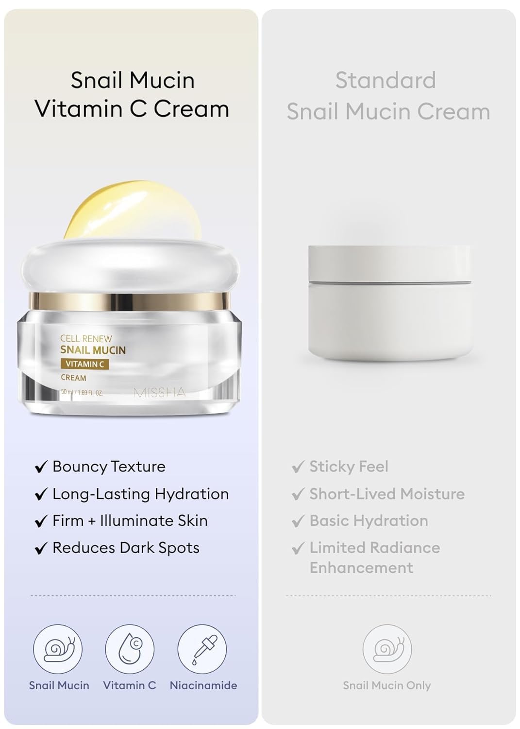 Missha Cell Renew: texture homogène sur le visage, teint lisse.
