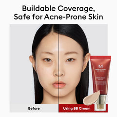 Missha crème BB démonstration avant/après teint pour résultat discret.
