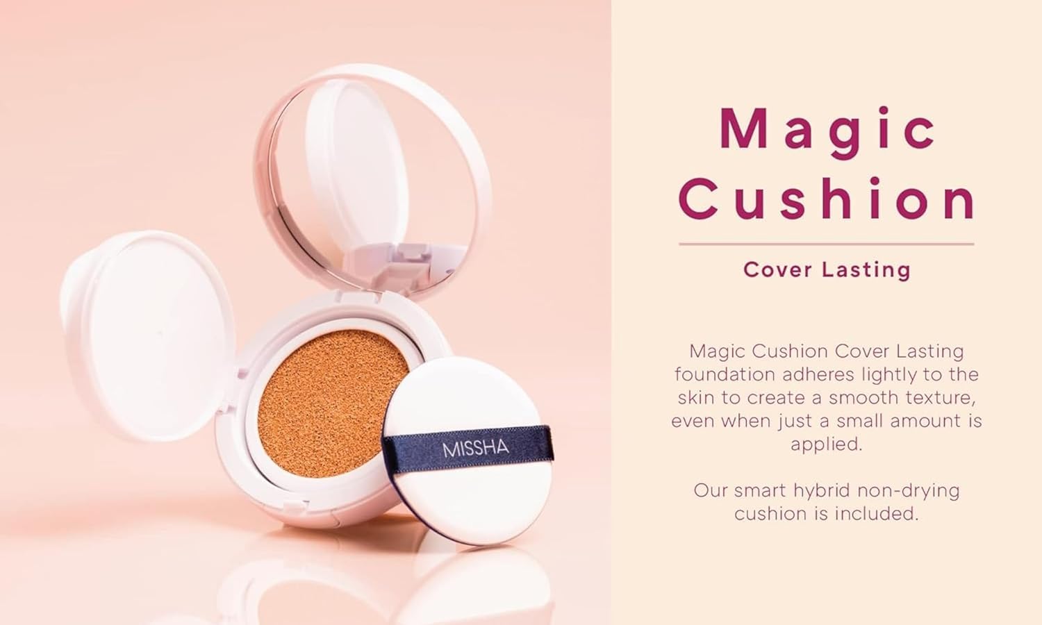 MISSHA Magic Cushion – éponge hybride pour une application précise et rapide, sans gaspillage.