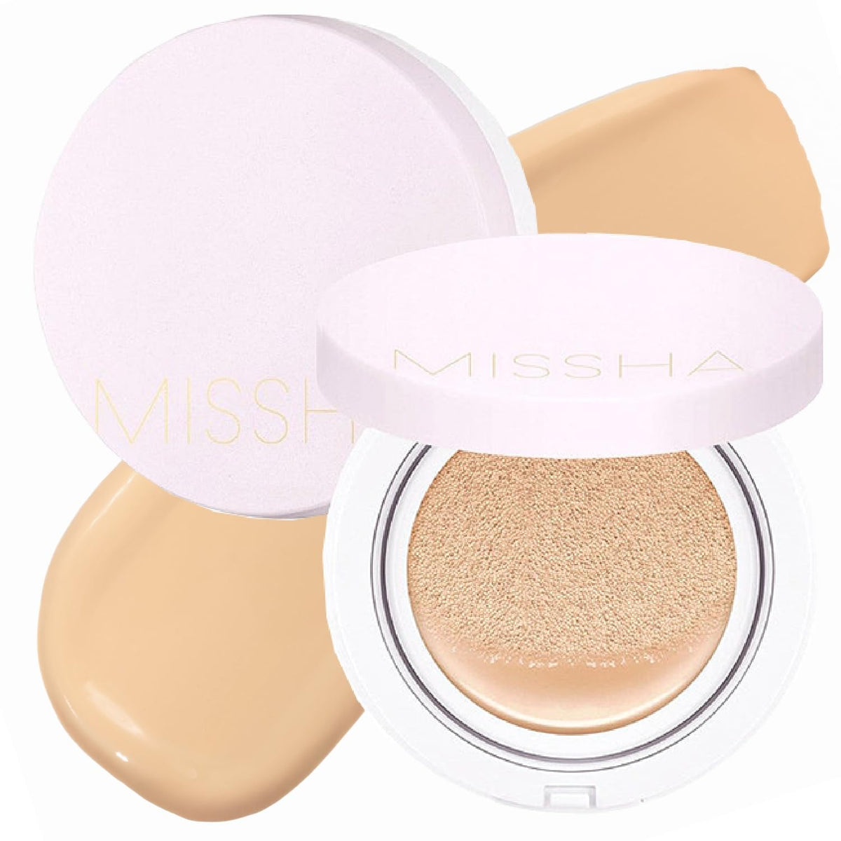 MISSHA Magic Cushion No.23 – flacon beige clair, ensemble de deux pour une couvrance durable.