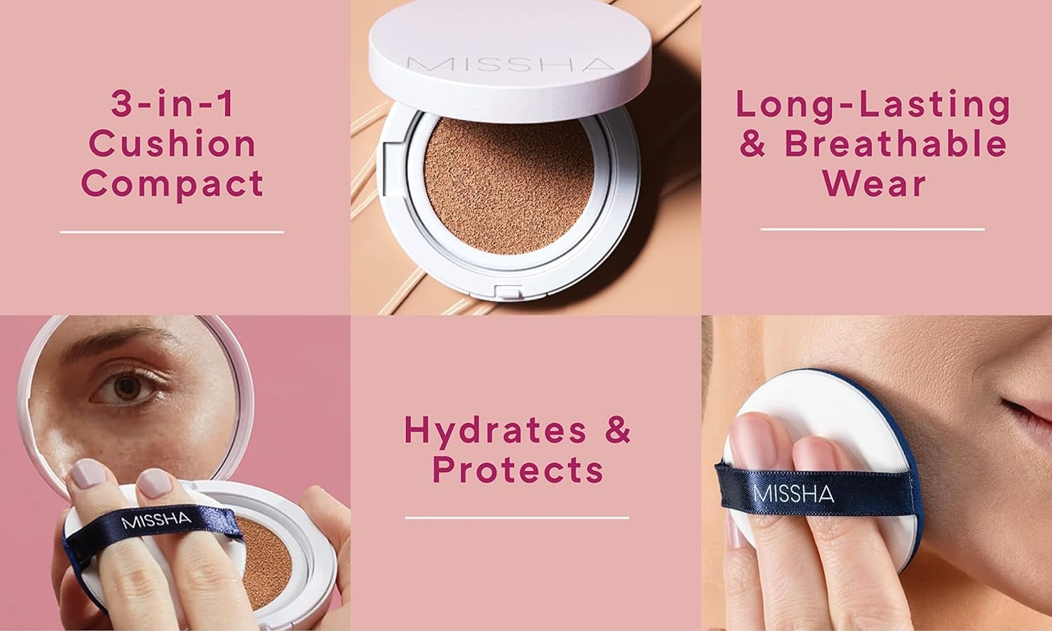 MISSHA Magic Cushion – retouches nomades facilitées par l’éponge hybride et le design pratique.