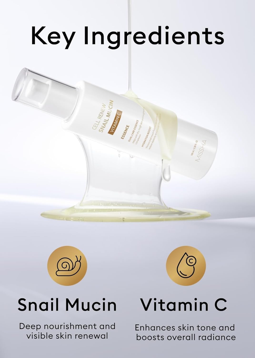 Missha Cell Renew Mucin Escargot : teint lumineux après application.