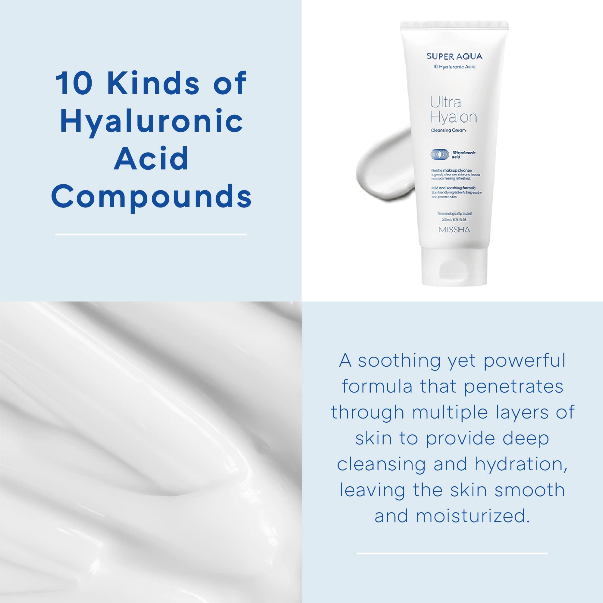 MISSHA ingredients riches en hyaluronique apportant douceur et hydratation
