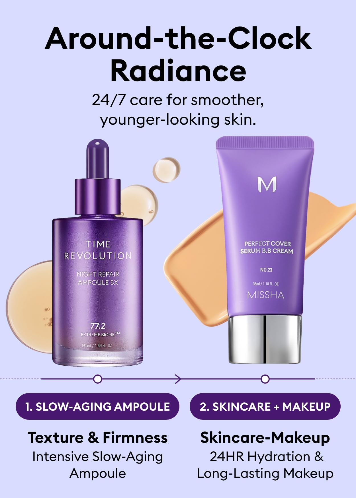 MISSHA Time Revolution sérum-ampoule huile de tournesol, peau douce et confortable.