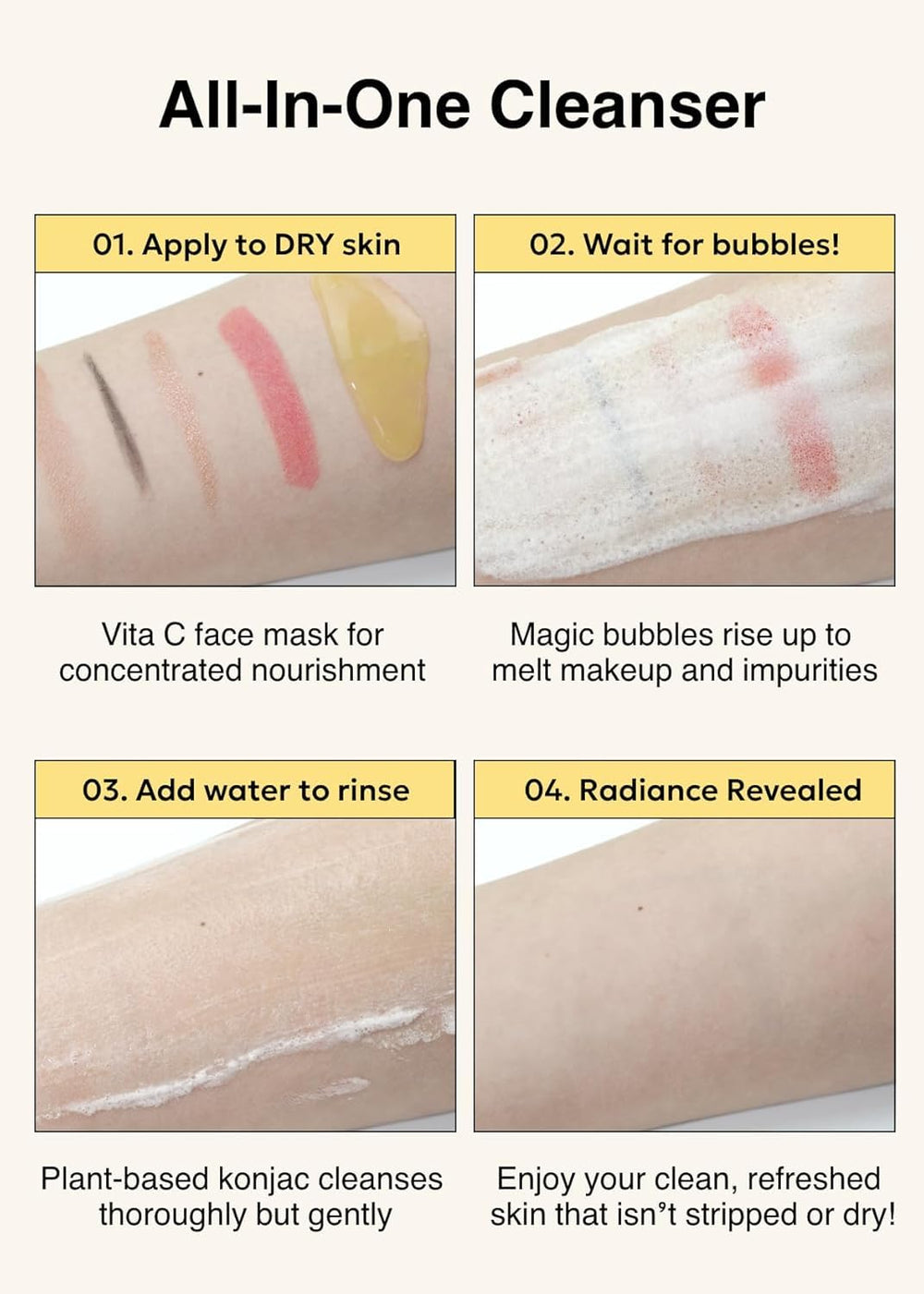 Massage léger du visage avec mousse rafraîchissante.