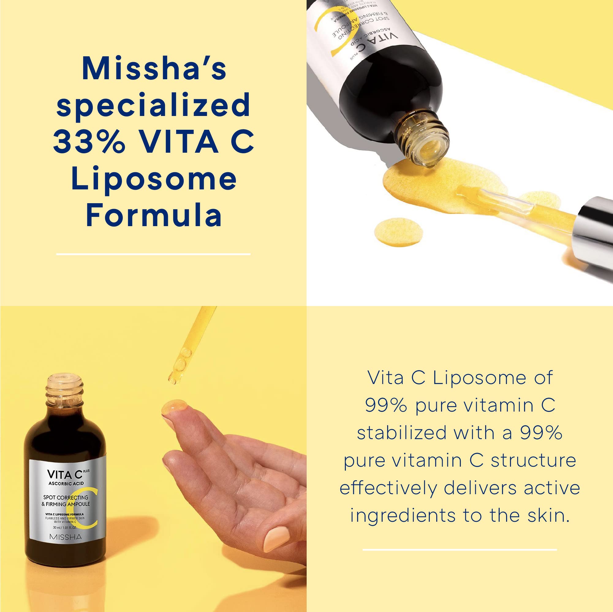 Missha Vita C Plus packaging-flacon：pratique et hygiénique.