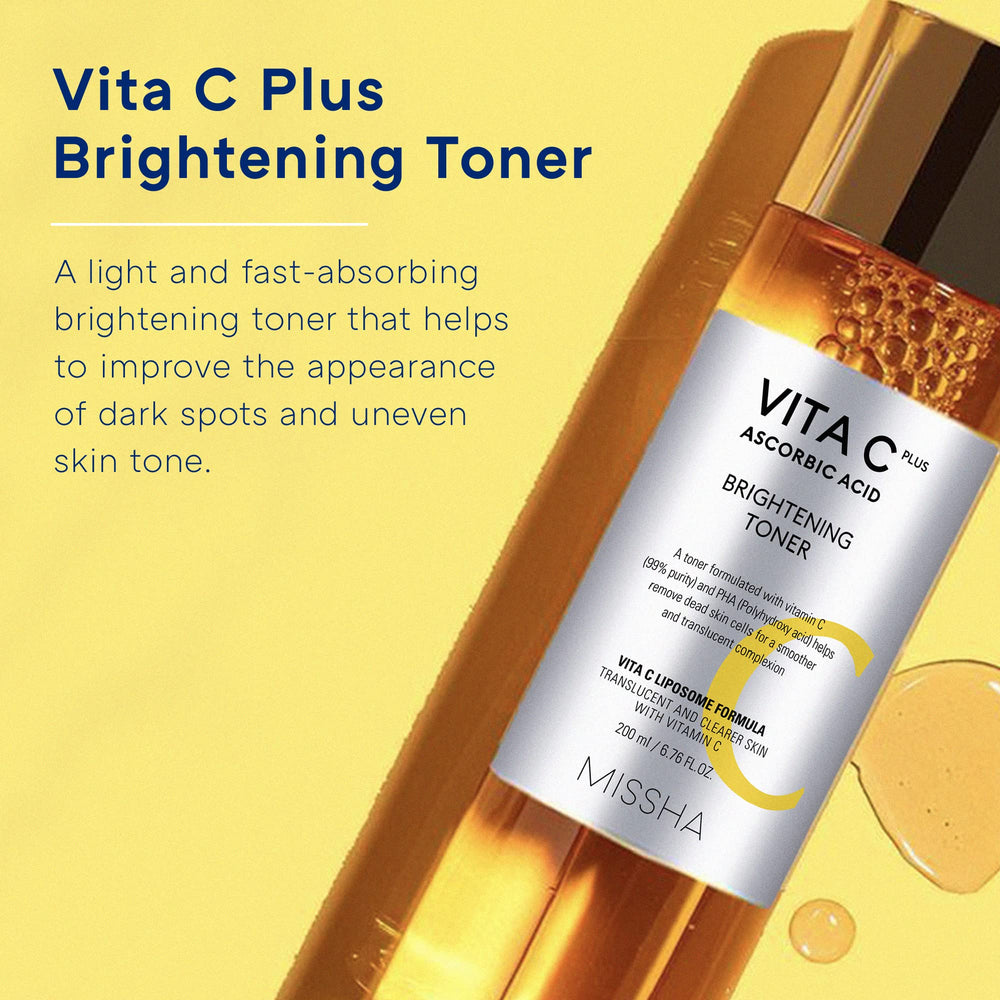 Tonique léger Missha Vita C Plus Toner favorisant une absorption rapide.
