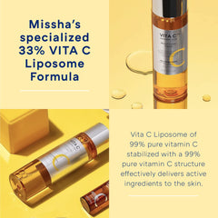 Application coton Missha Vita C Plus Toner pour nettoyer et hydrater la peau.