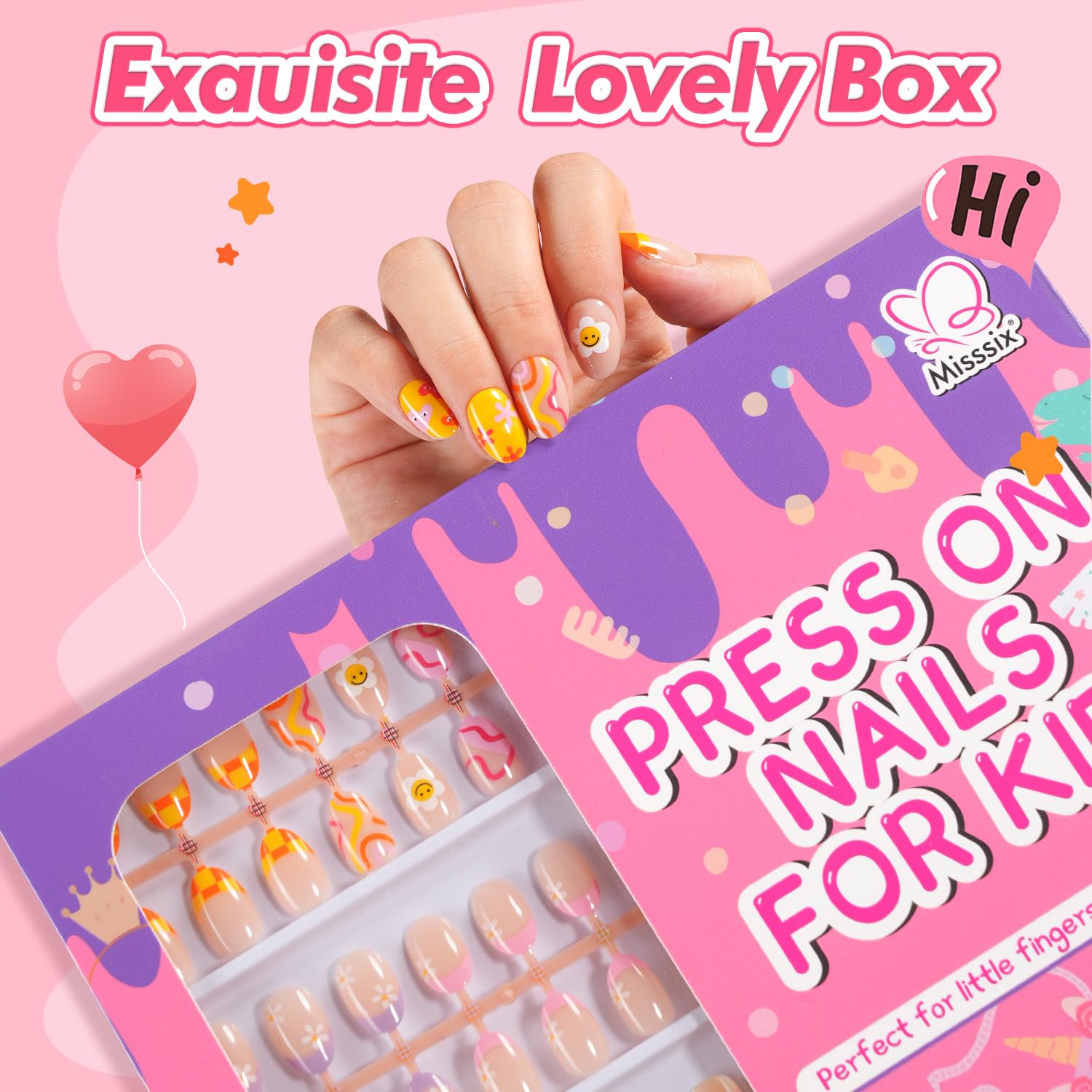 Misssix designs dessins animés colorés pour personnaliser les ongles des enfants.