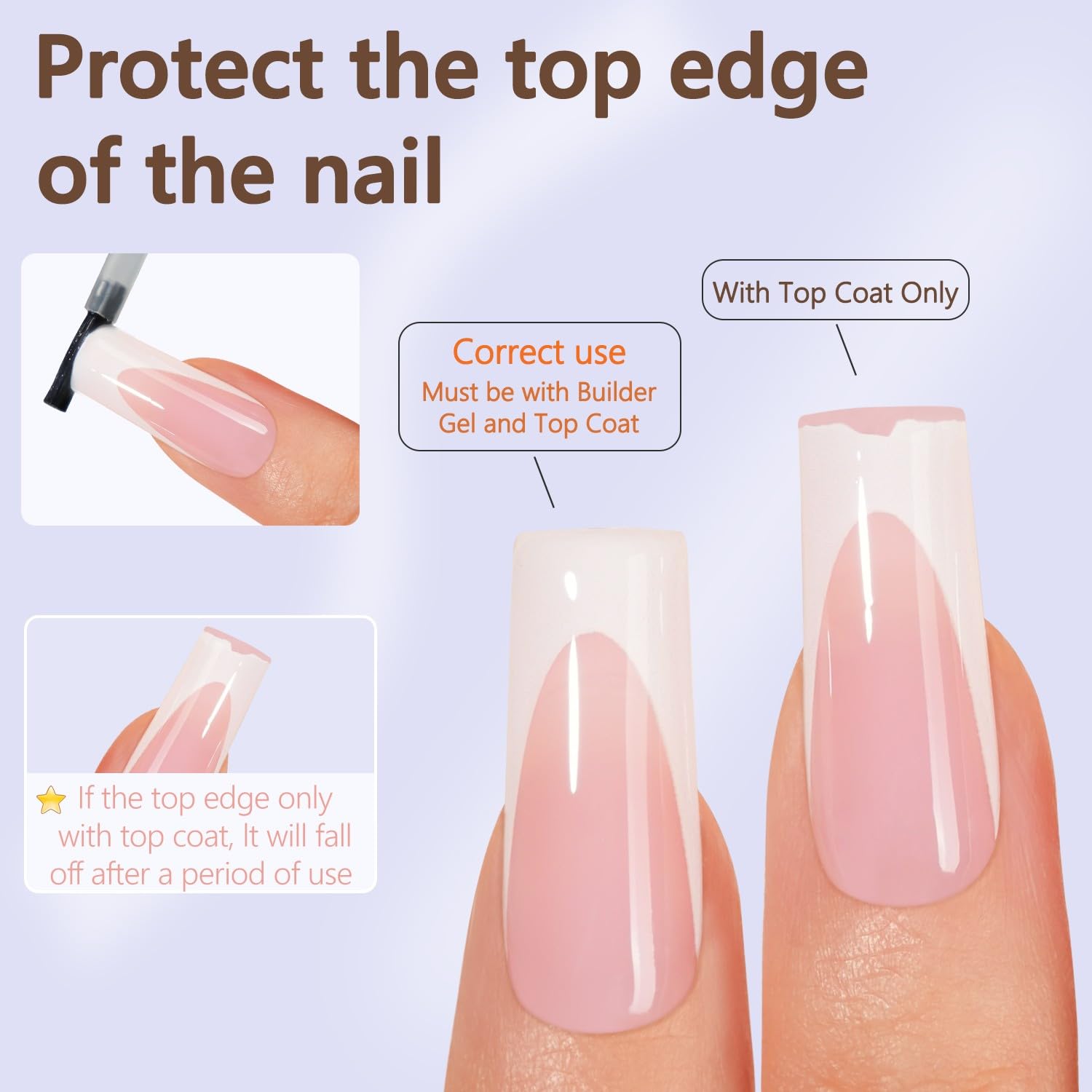 Misssix longue durée des onglets gel français pour une tenue durable