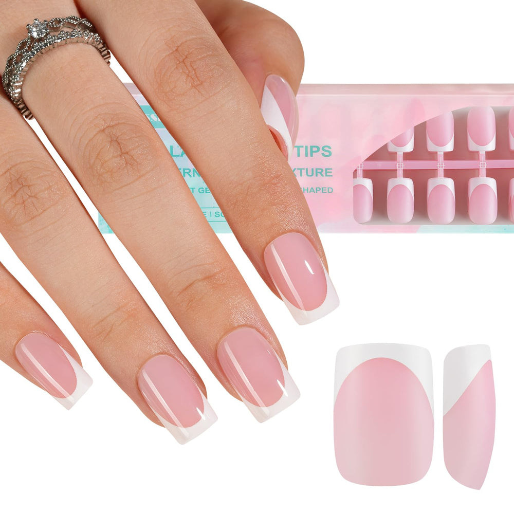 Misssix embouts ongles gel francais rose pale pour une pose elegante et adhesion naturelle