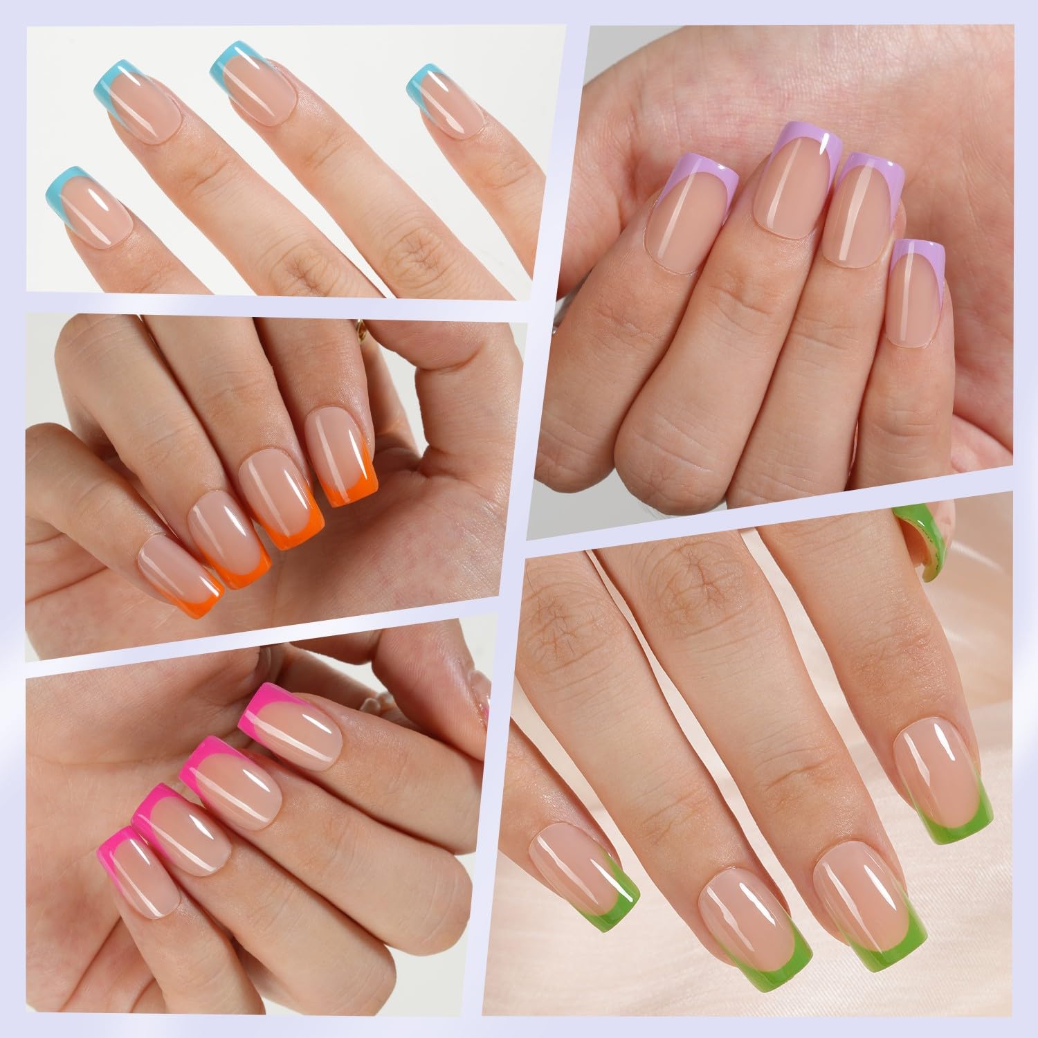 Ensemble Misssix d’ongles gel français, 160 pièces avec tailles variées.