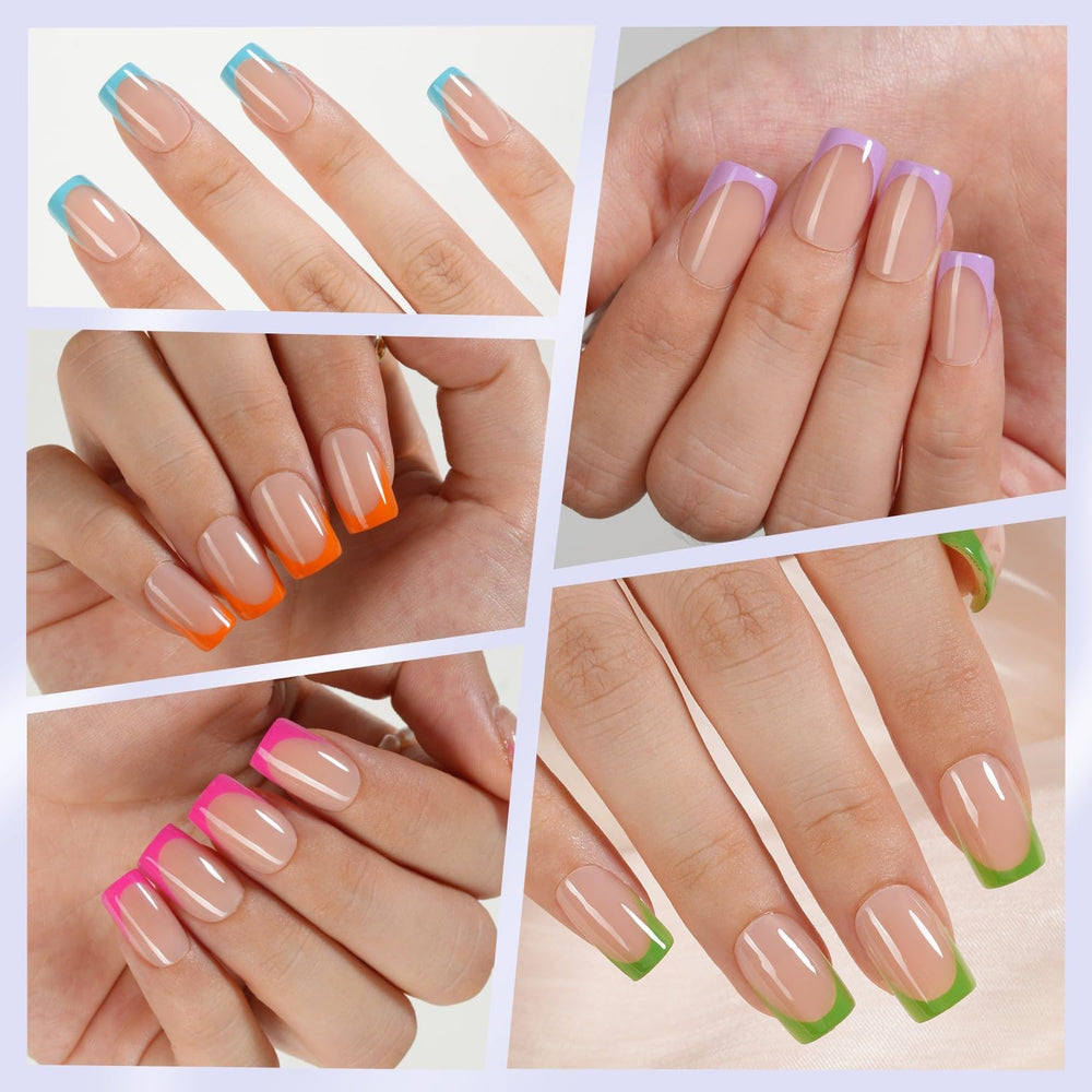 Ensemble Misssix d’ongles gel français, 160 pièces avec tailles variées.